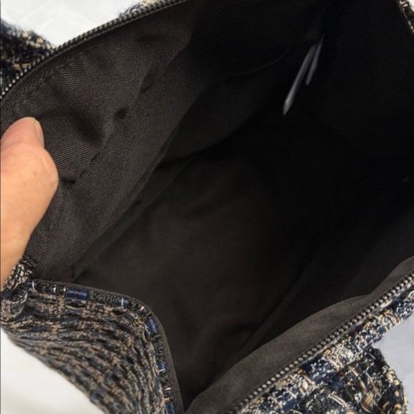 J.Crew Blue, Black & Tan Tweed Top Handle Tote Bag - Picture 3 of 6